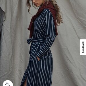 Brooks Brothers Navy and White Striped Midi Dress